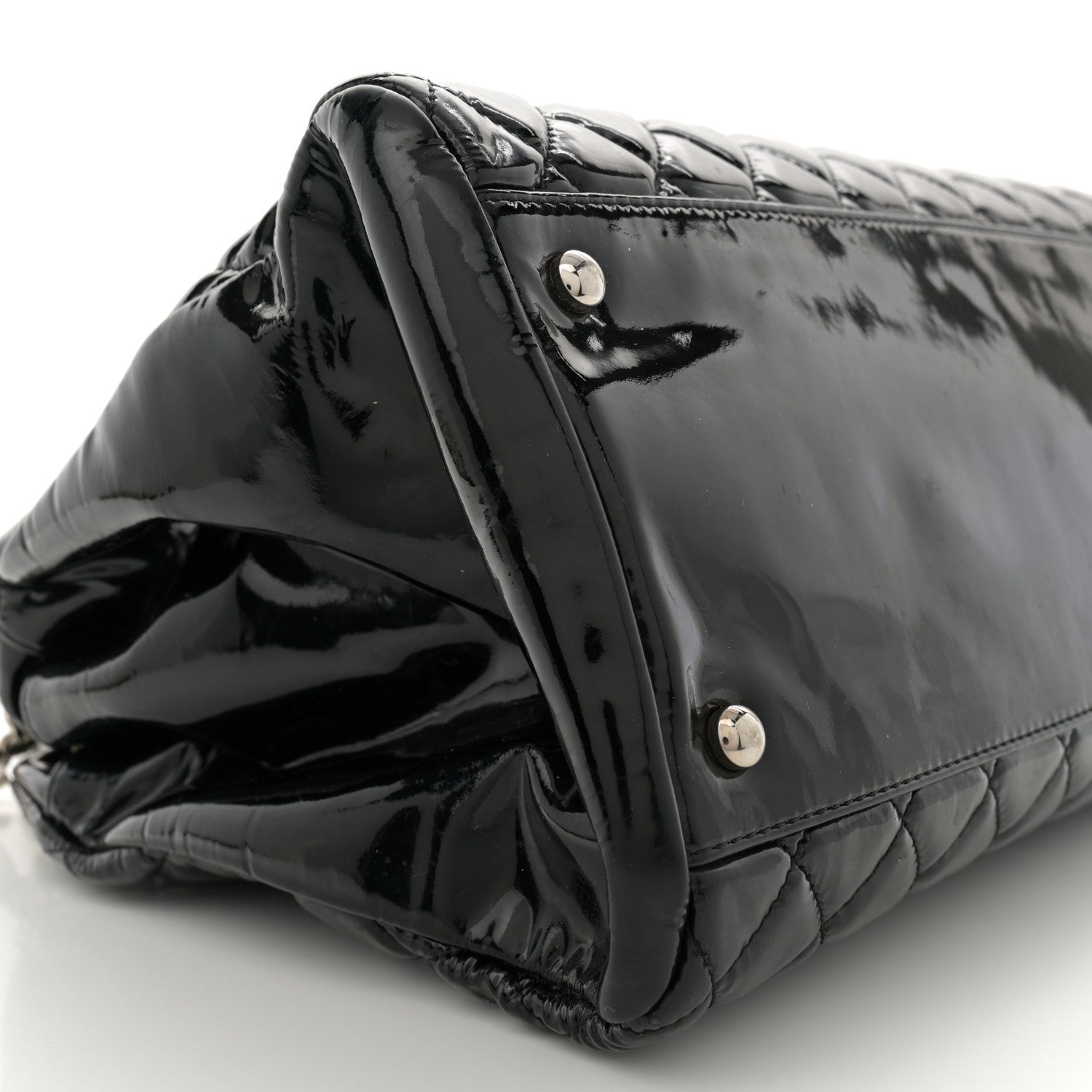 Patent Quilted Large Just Mademoiselle Bowling Bag Black