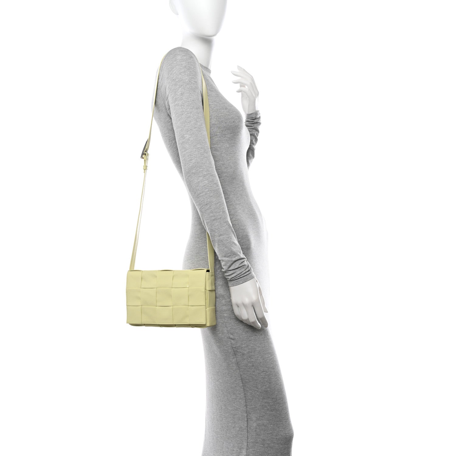 Calfskin Intrecciato Cassette Crossbody Bag Lemon Washed