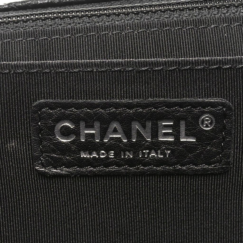 Grained Calfskin Quilted Small XXL Travel Flap Bag Black
