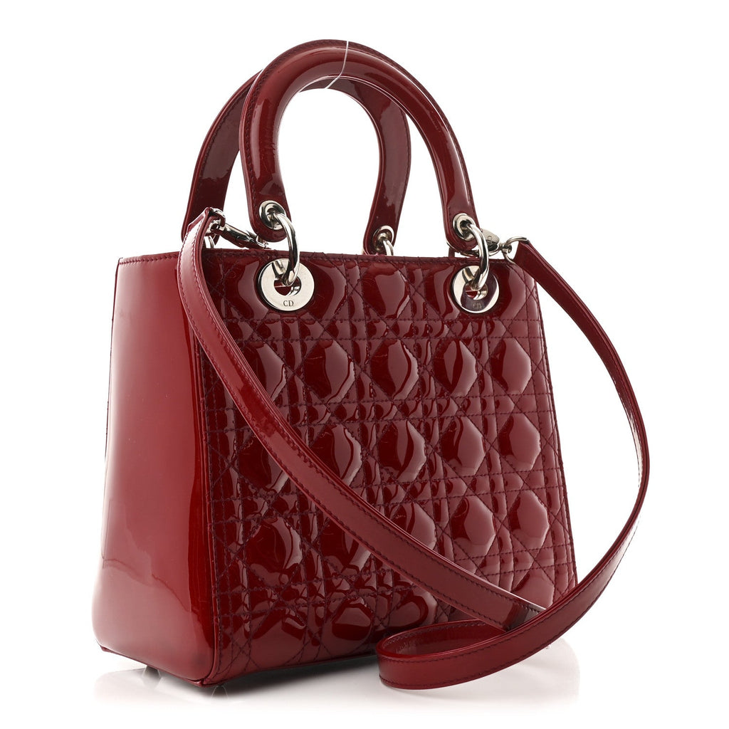 Patent Cannage Medium Lady Dior Red