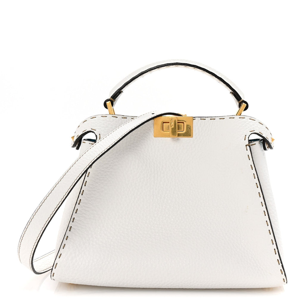 Cuoio Romano Selleria Medium Peekaboo Iconic Essentially Satchel White Papiro Pool
