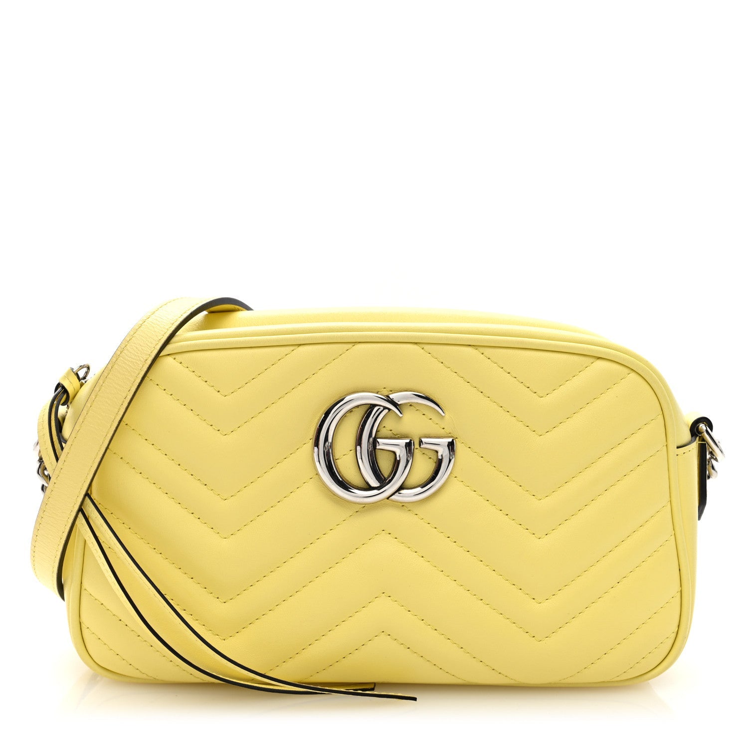 Calfskin Matelasse Small GG Marmont Chain Shoulder Bag Banana