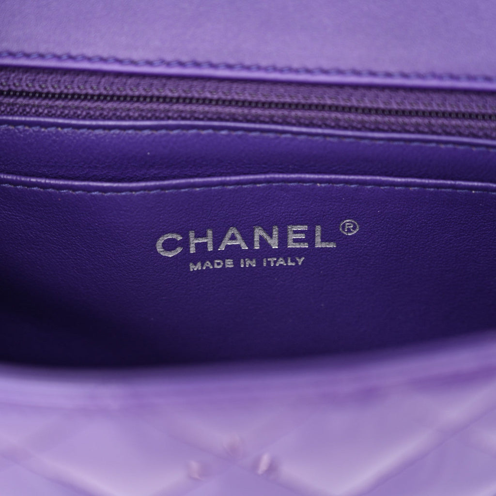 Patent Quilted Mini Rectangular Flap Purple