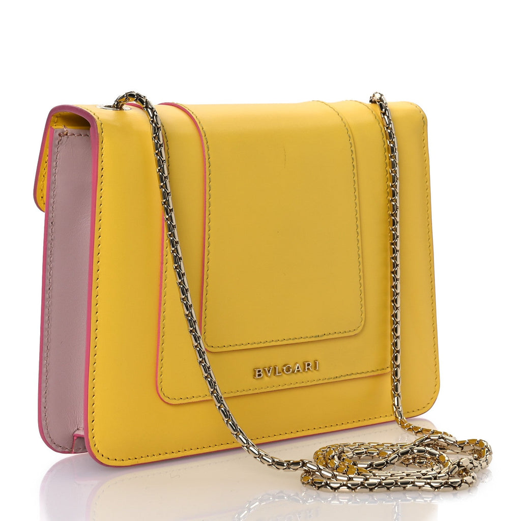 Calfskin Small Serpenti Forever Snake Strap Crossbody Bag Yellow Multicolor