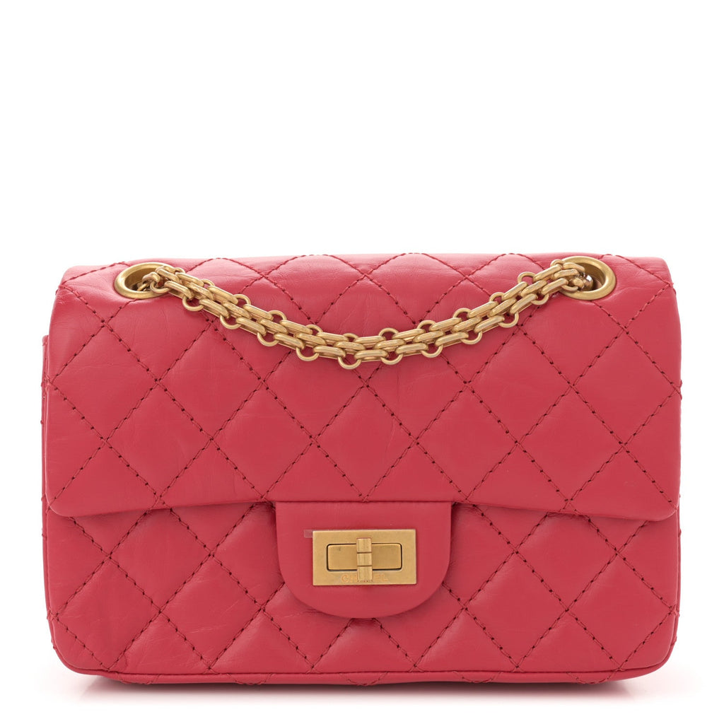 Aged Calfskin Quilted 2.55 Reissue Mini Flap Red