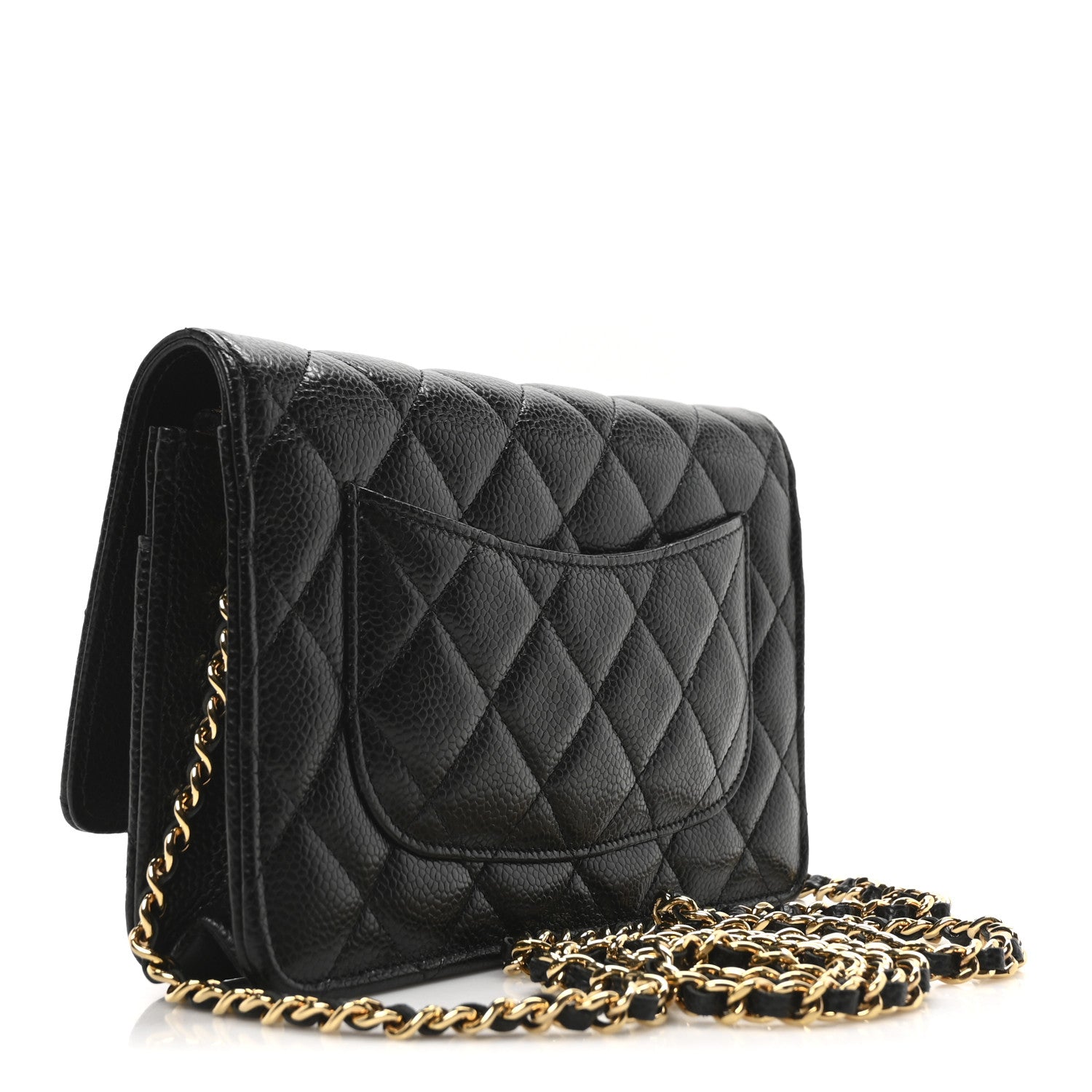 Caviar Quilted Wallet On Chain WOC Black