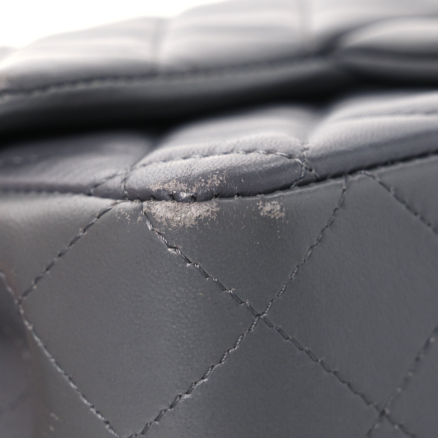 Lambskin Quilted Mini Rectangular Flap Dark Grey