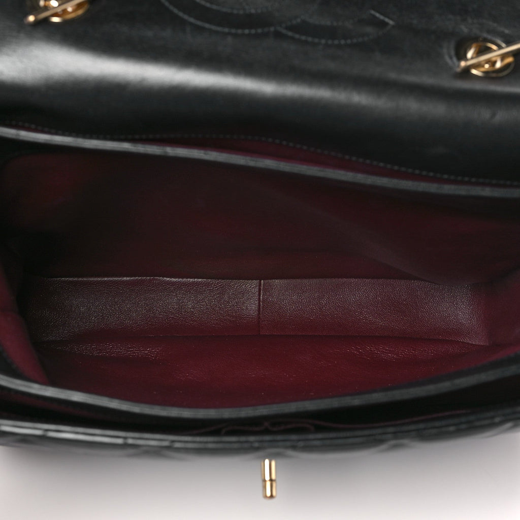 Lambskin Quilted Large Trendy CC Dual Handle Flap Bag Black