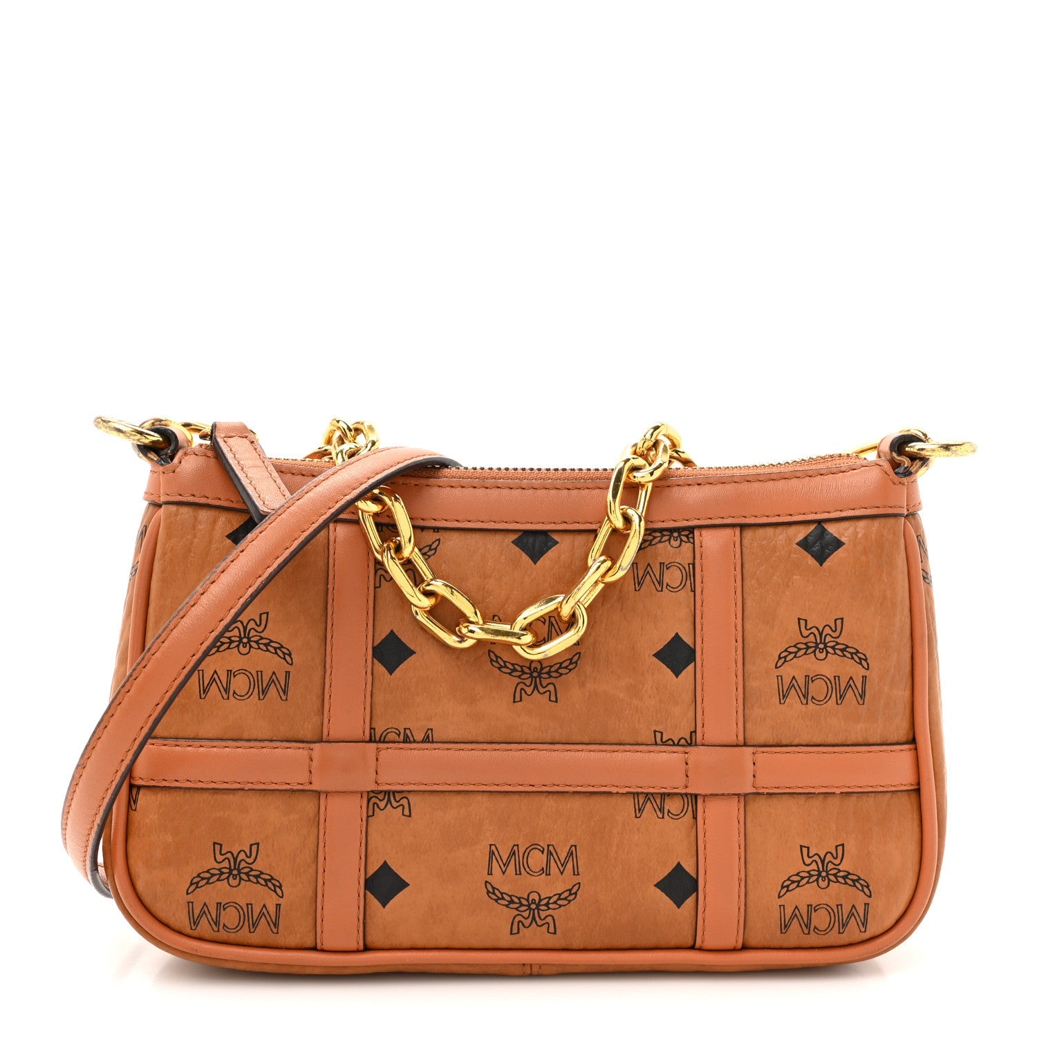 Visetos Nappa Mini Delmy Chain Shoulder Bag Cognac
