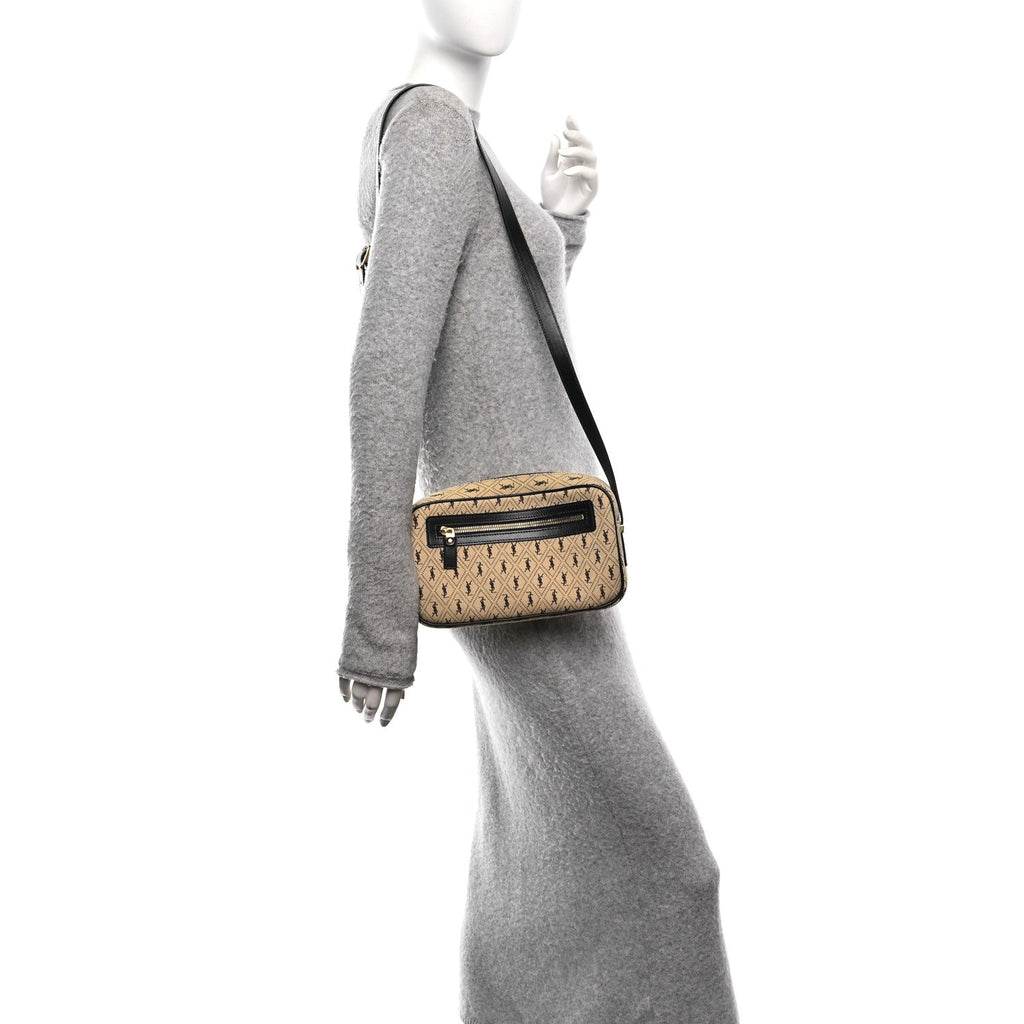 Canvas Monogram All Over Camera Bag Beige