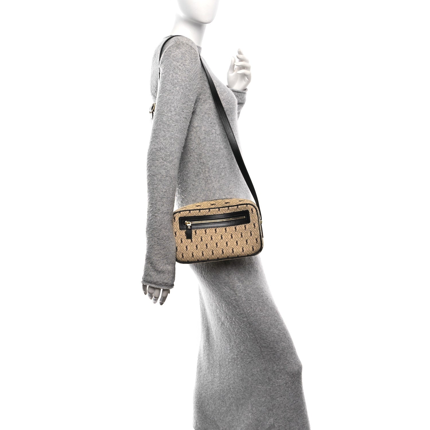 Canvas Monogram All Over Camera Bag Beige