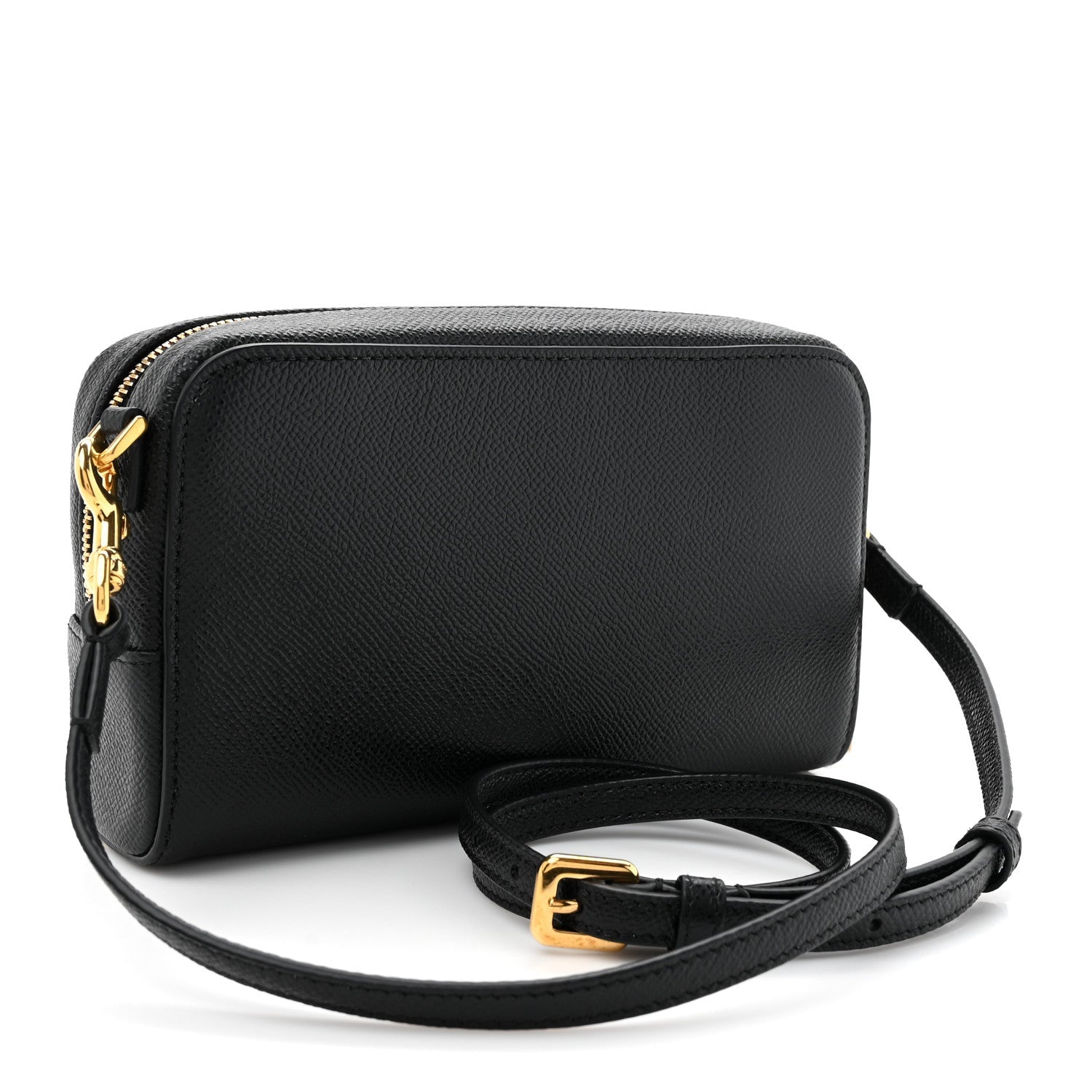 Grained Calfskin Caro Double Pouch Black