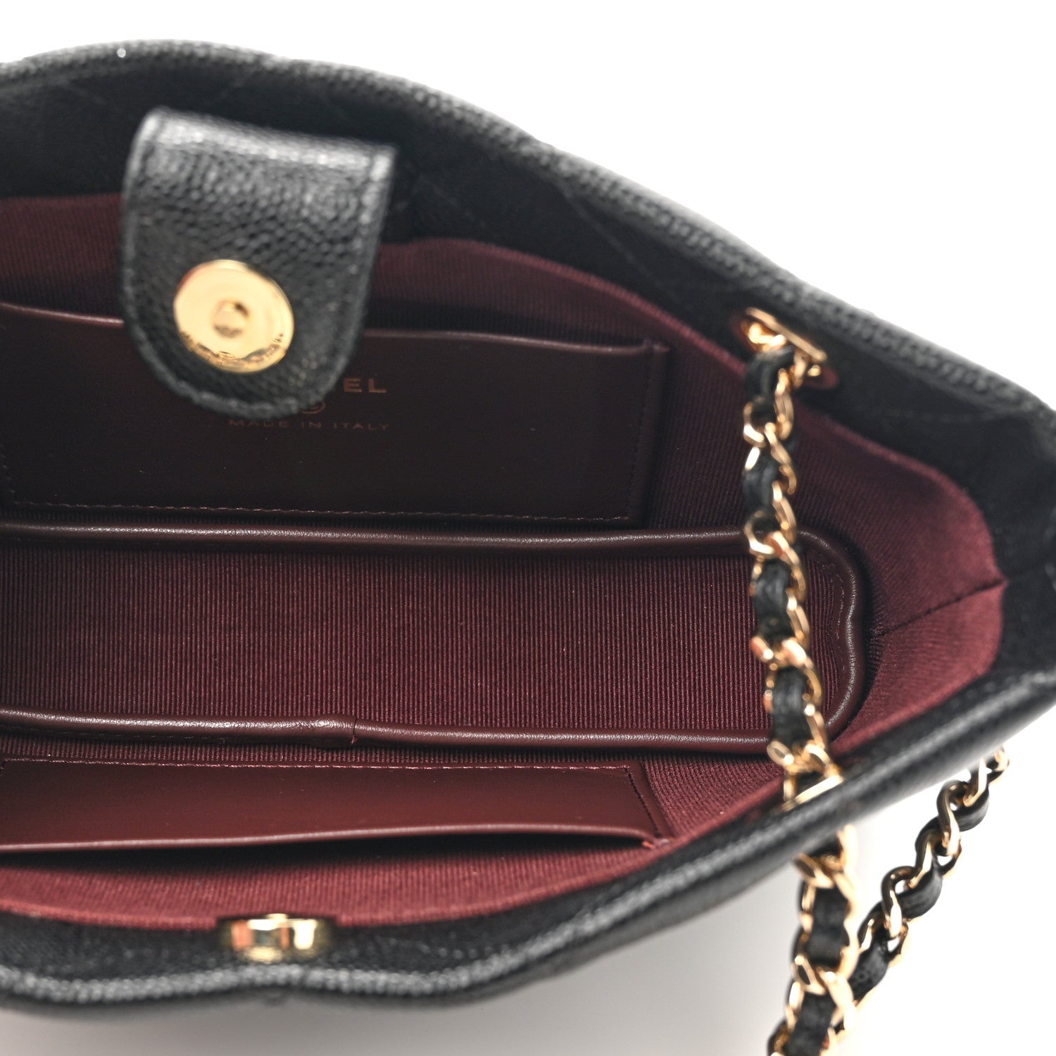 Caviar Quilted Classic Clutch Tote With Chain Black