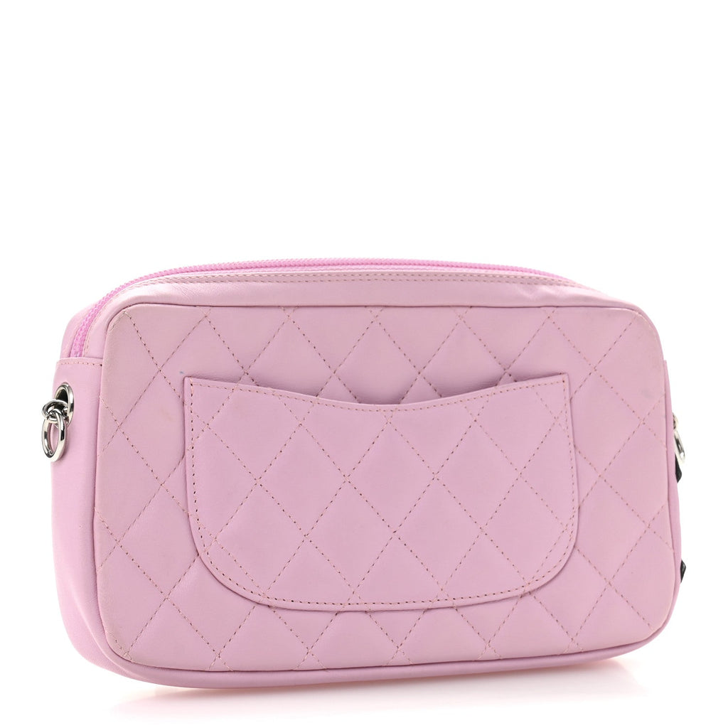 Calfskin Quilted Cambon Pochette Pink Black