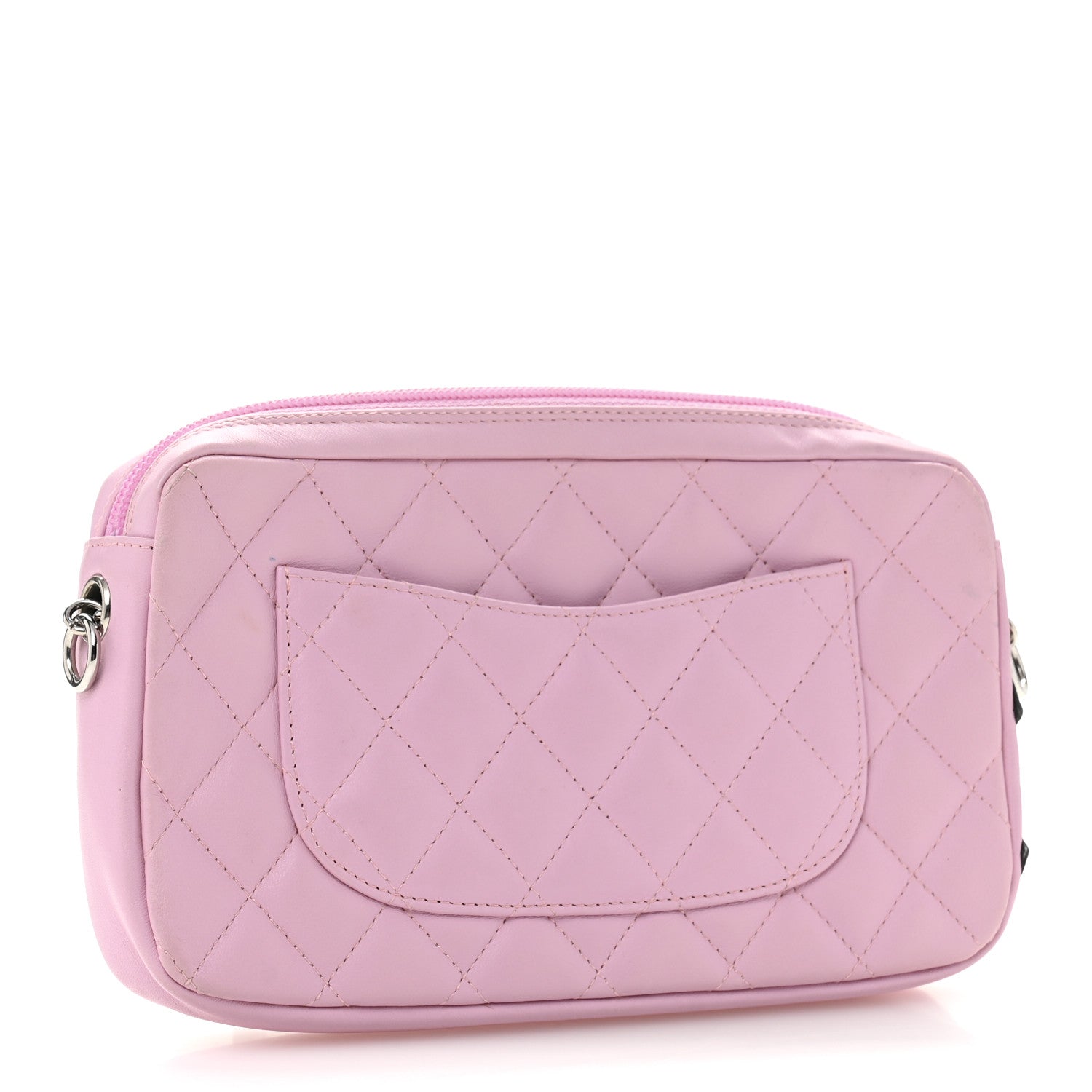 Calfskin Quilted Cambon Pochette Pink Black