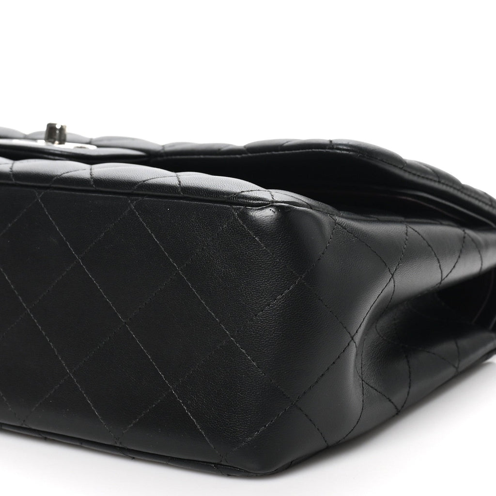 Lambskin Quilted Jumbo Double Flap Black