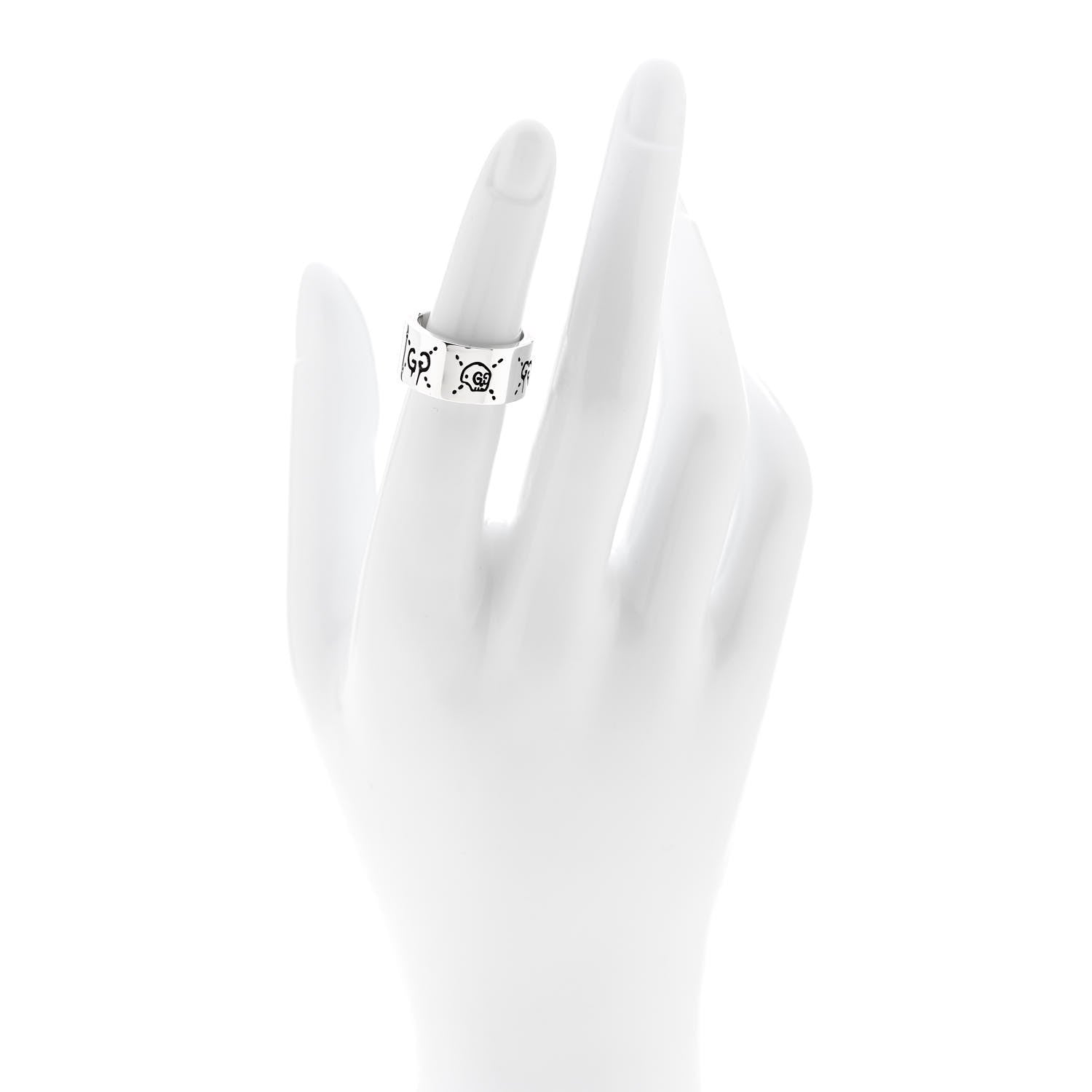 Sterling Silver GucciGhost Hamlet Skull Band Ring 49 5