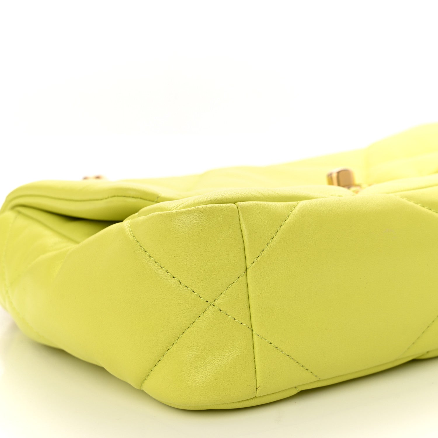 Shiny Lambskin Quilted Medium Chanel 19 Flap Neon Yellow