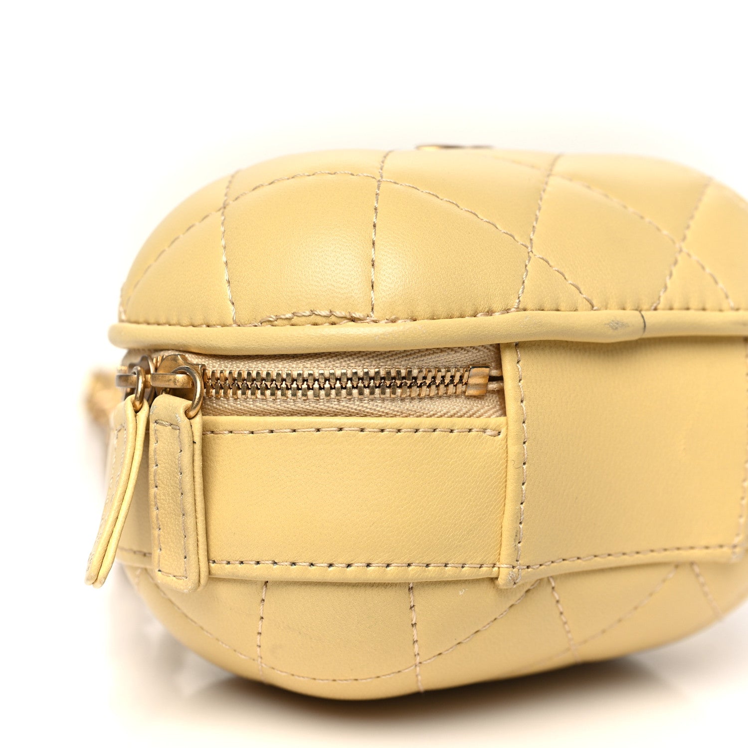Lambskin Quilted Small CC Bubble Vanity Case With Chain Light Yellow
