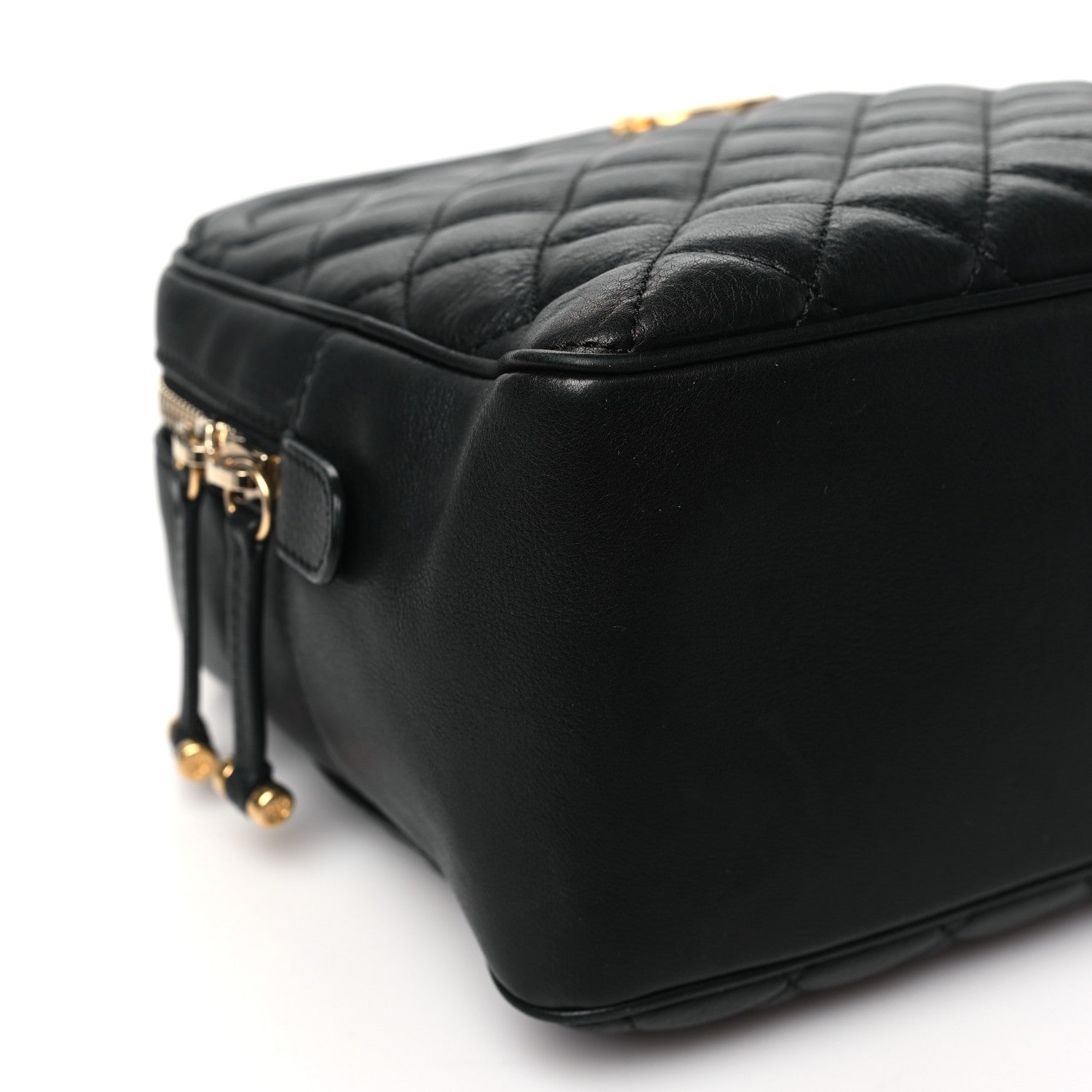 Calfskin Quilted CC Medium Vanity Case Black