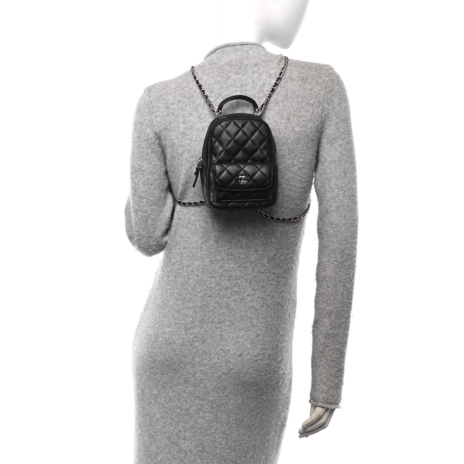 Lambskin Quilted CC Mini Classic Backpack Black