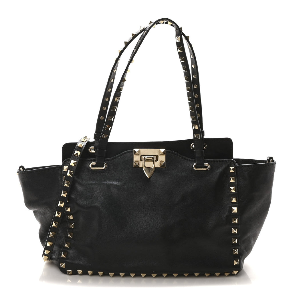 Vitello Small Rockstud Tote Black