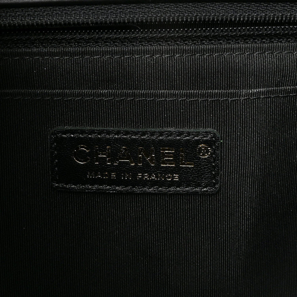Calfskin Chevron Quilted Small Statement Flap Black