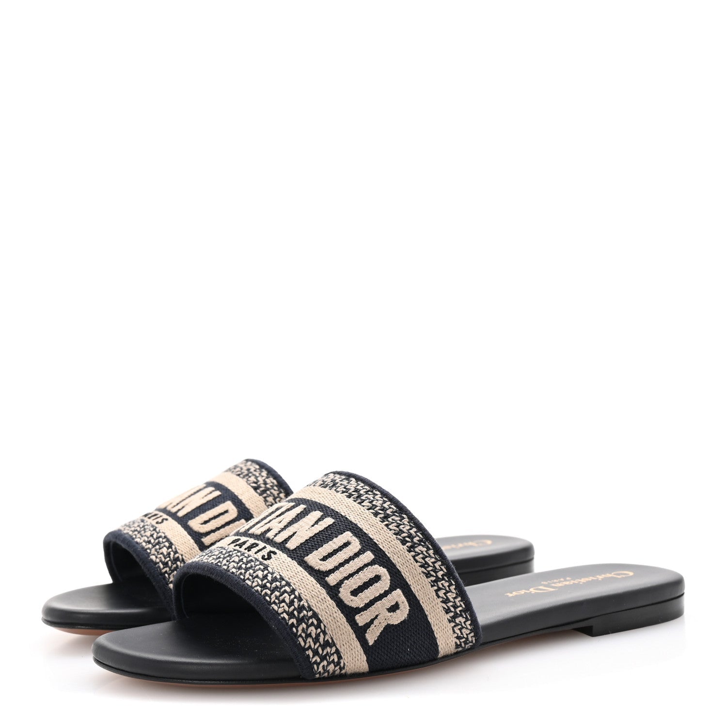 Canvas Embroidered Dway Mules Slide Sandals 35 Deep Blue