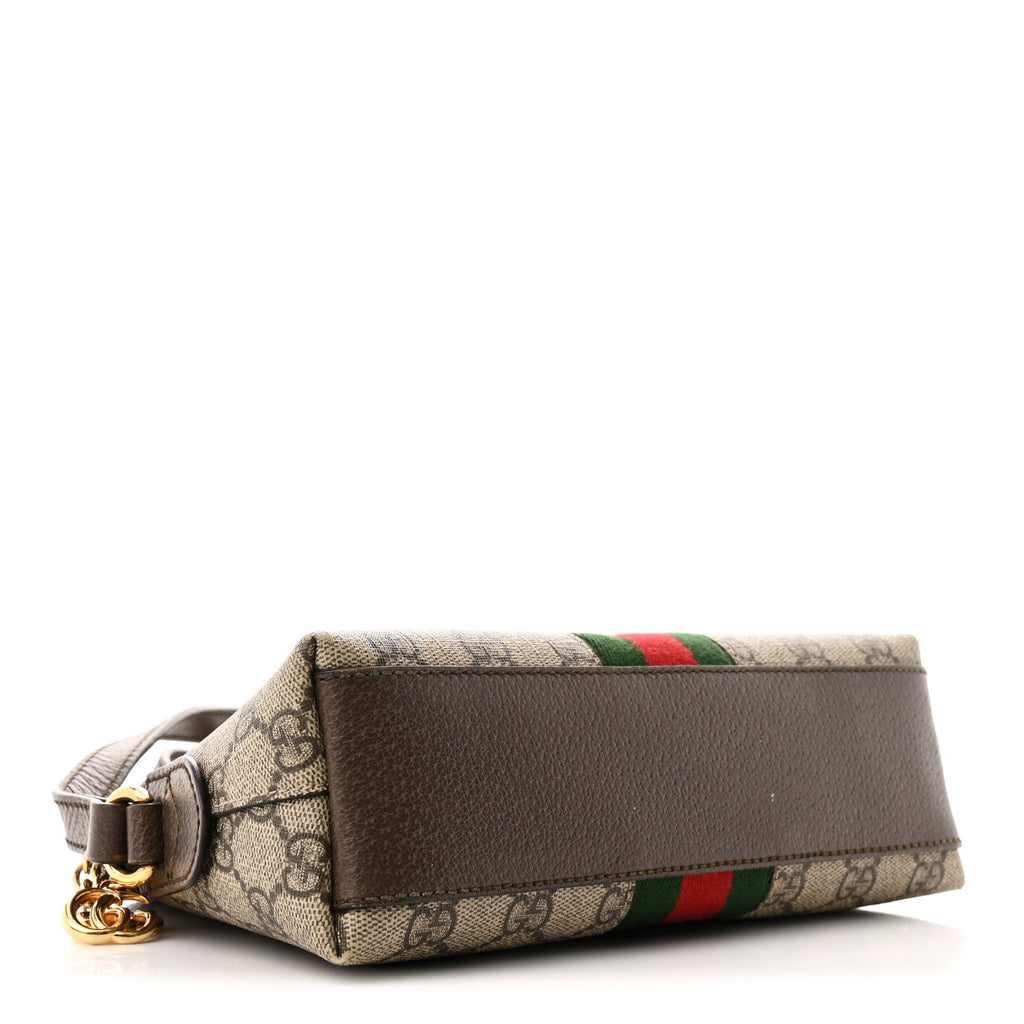 GG Supreme Monogram Textured Dollar Calfskin Web Small Ophidia Dome Shoulder Bag Beige Ebony New Acero