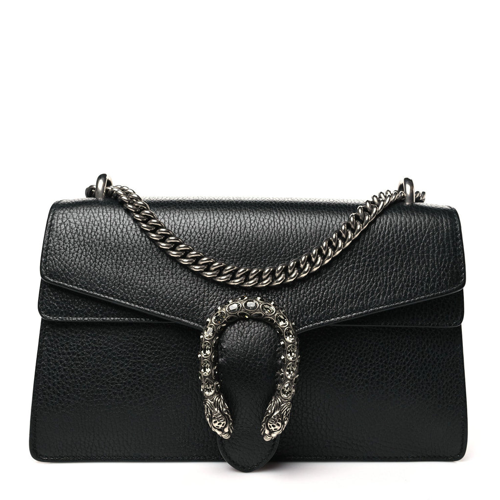 Pebbled Calfskin Small Dionysus Shoulder Bag Black