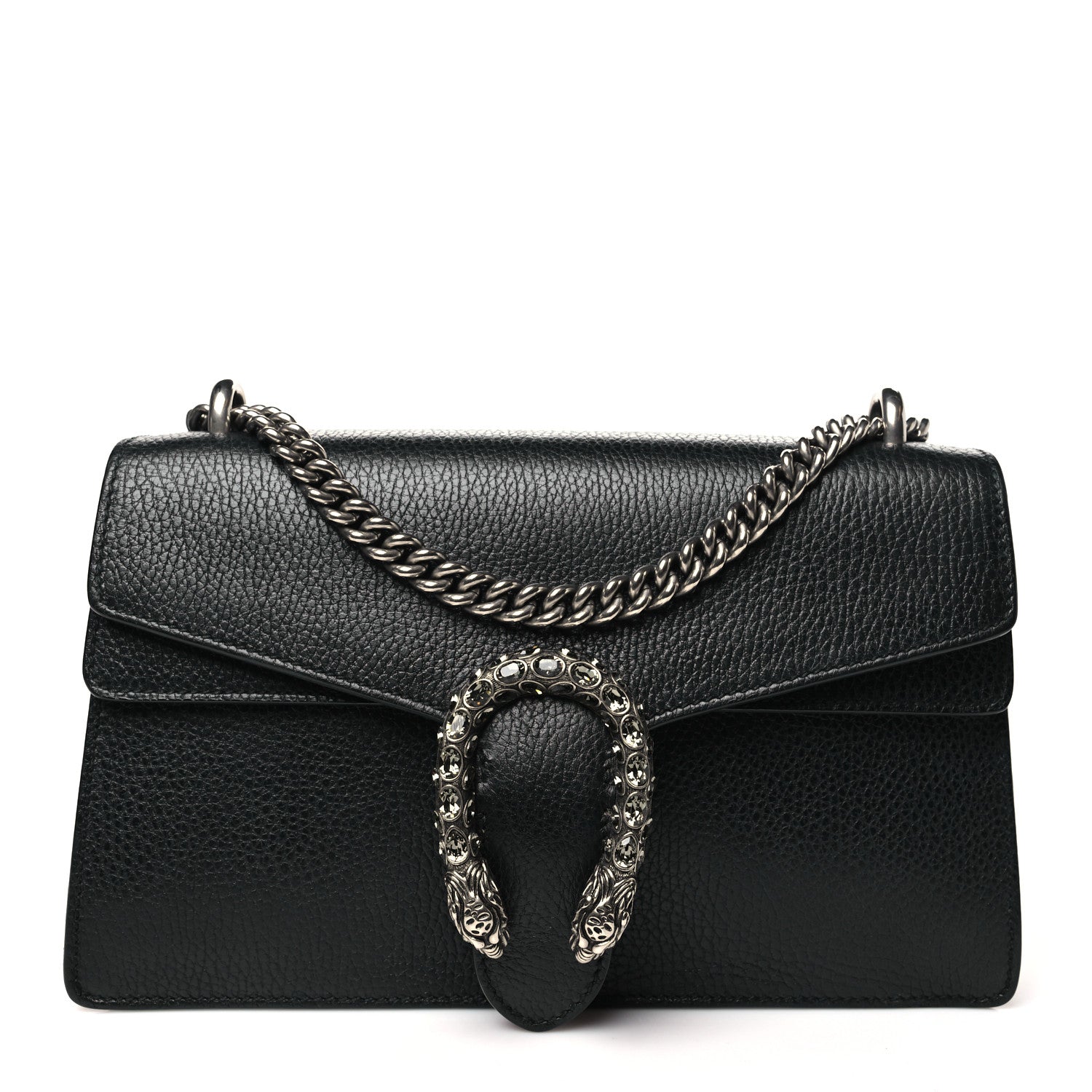 Pebbled Calfskin Small Dionysus Shoulder Bag Black
