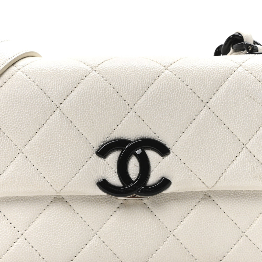 Caviar Quilted My Everything Small Flap White Black