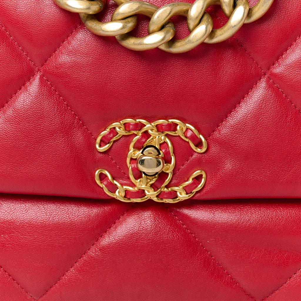Goatskin Quilted Large Chanel 19 Flap Red