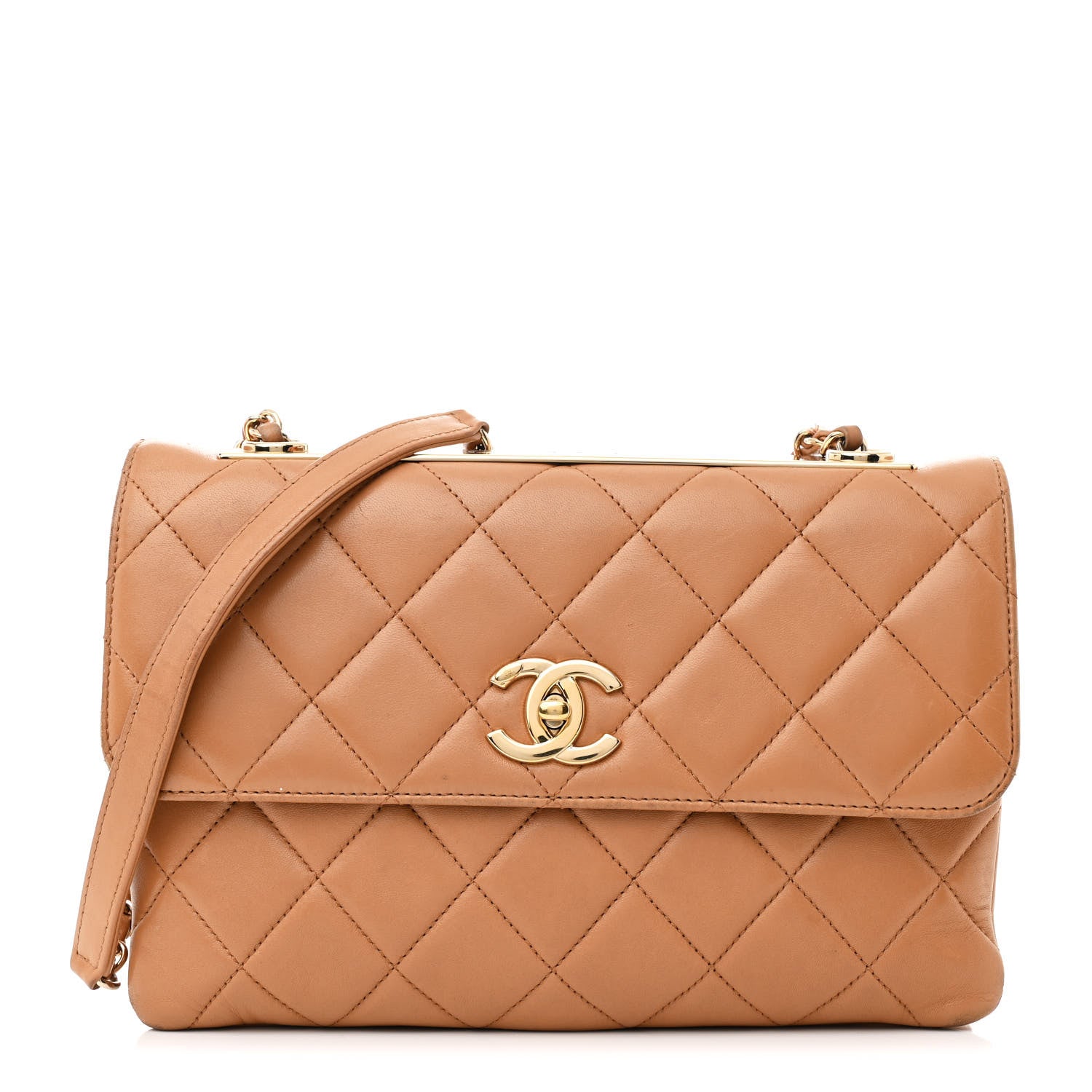 Lambskin Quilted Medium Trendy CC Flap Beige