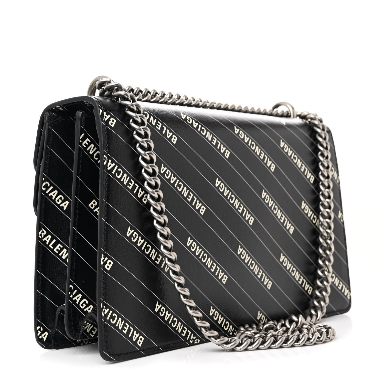 X BALENCIAGA Calfskin Logo Print Small Dionysus Shoulder Bag Black
