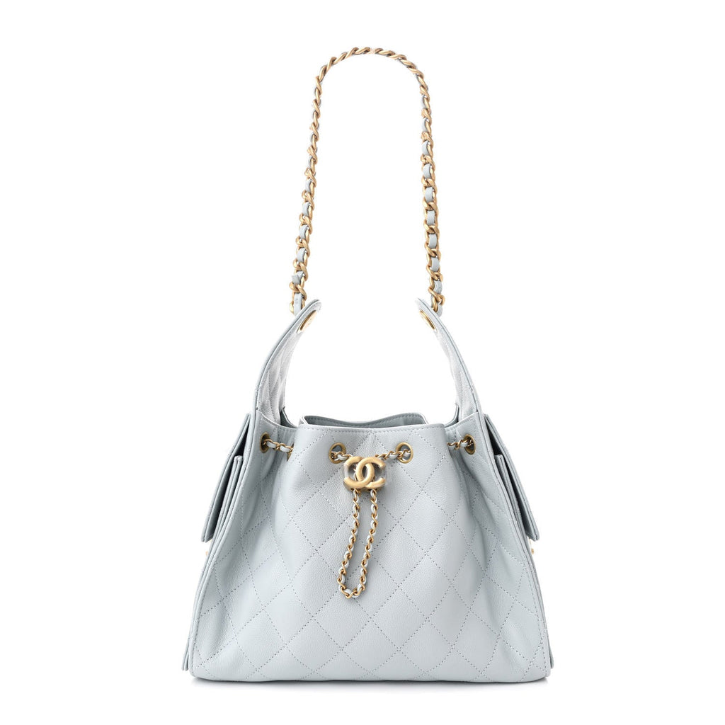 Caviar Quilted Small Chanel 25 Handbag Light Blue