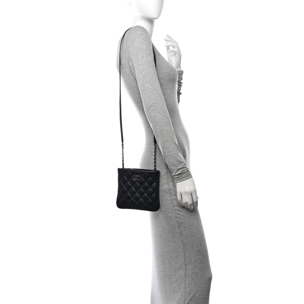 Lambskin Quilted Crossbody Bag Black