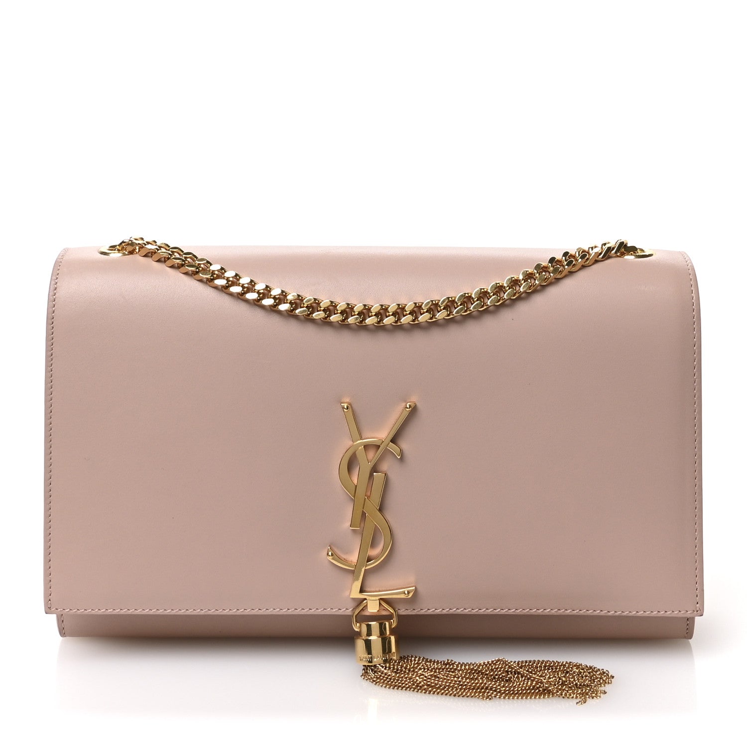 Smooth Calfskin Medium Classic Monogram Kate Tassel Satchel Pink