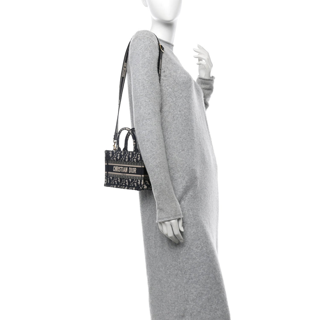 Oblique Mini Book Tote With Strap Blue Multicolor