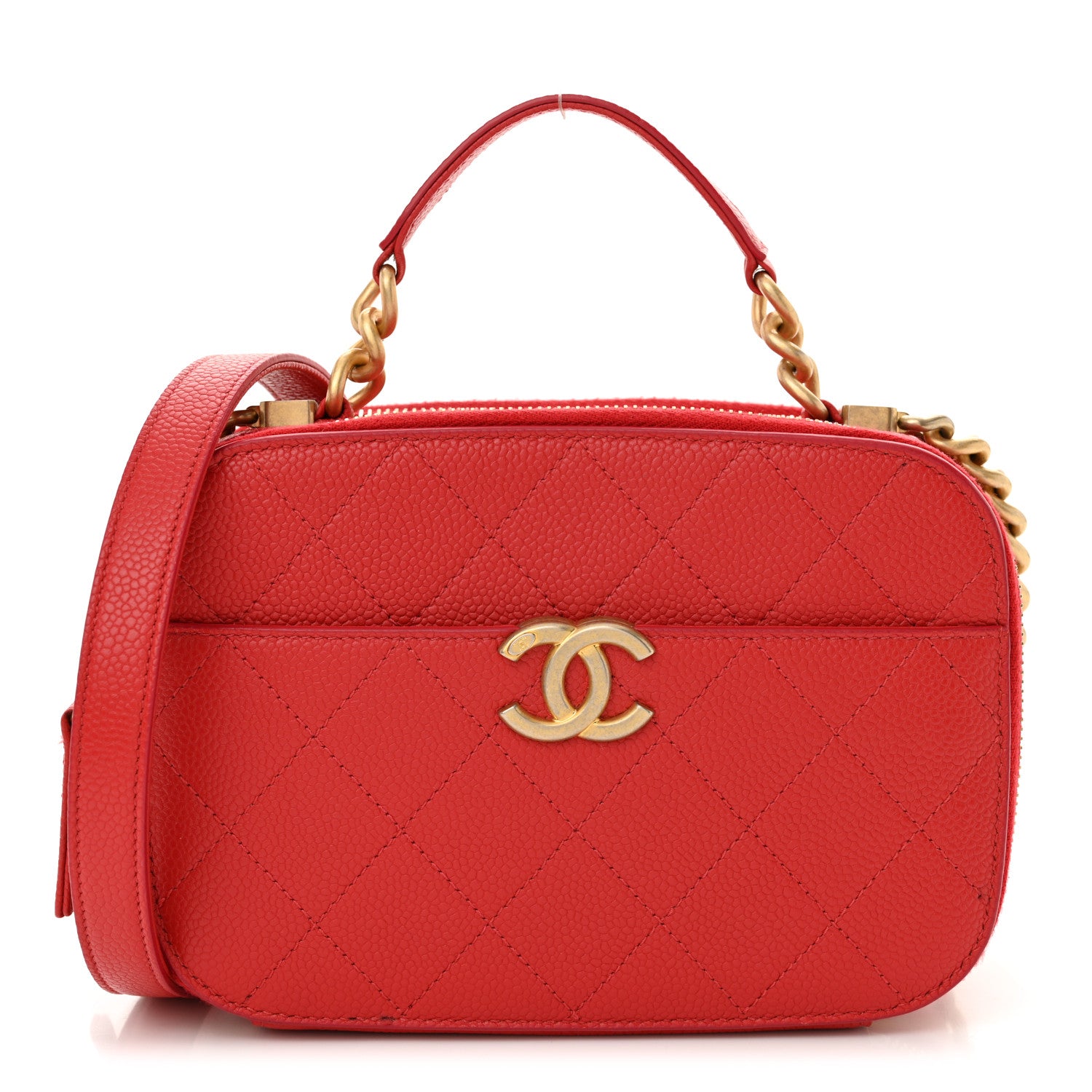 Caviar Quilted Small Camera Bag Red