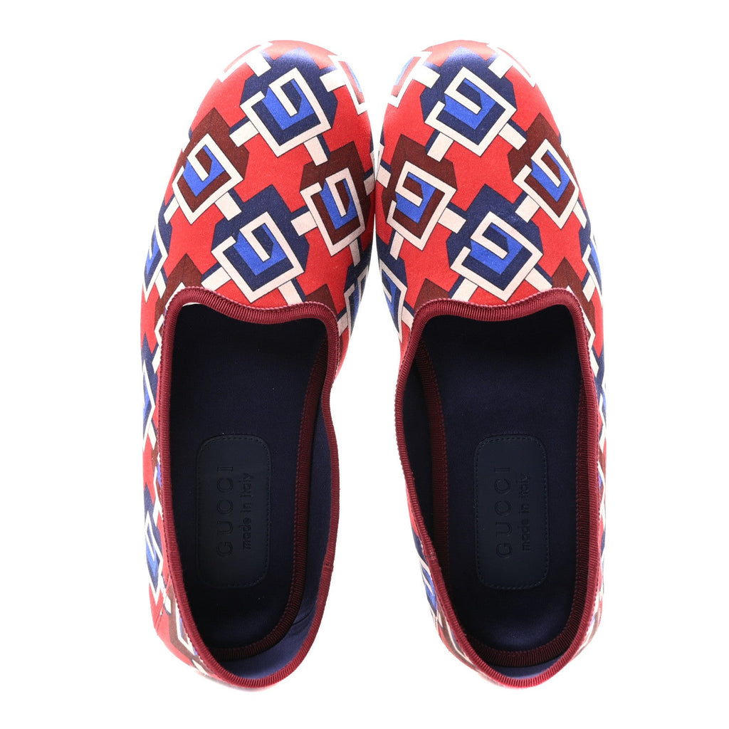 Silk Geometric G Mens Slippers 9 Red Blue