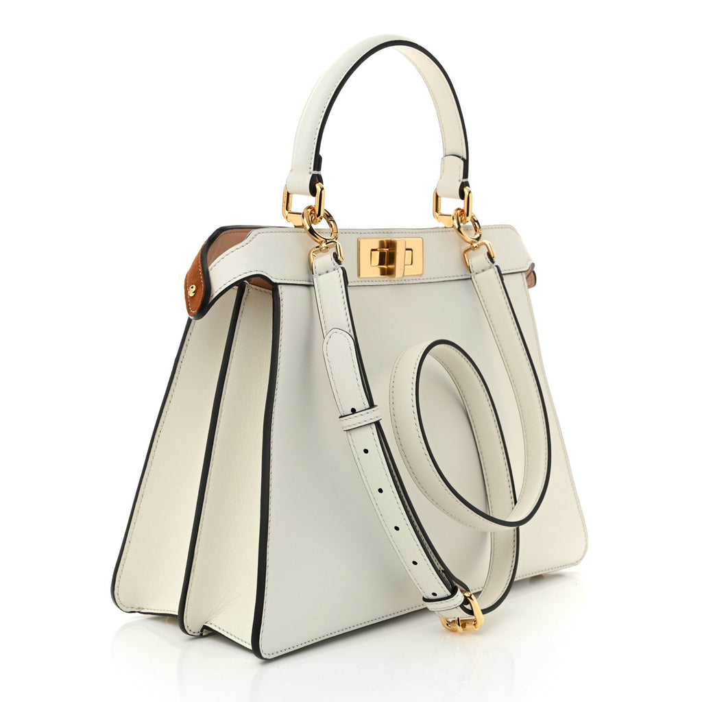 Vitello Seta Chamois Stocking Girl Inlay Medium Peekaboo I SEE U Satchel White Ice Multicolor