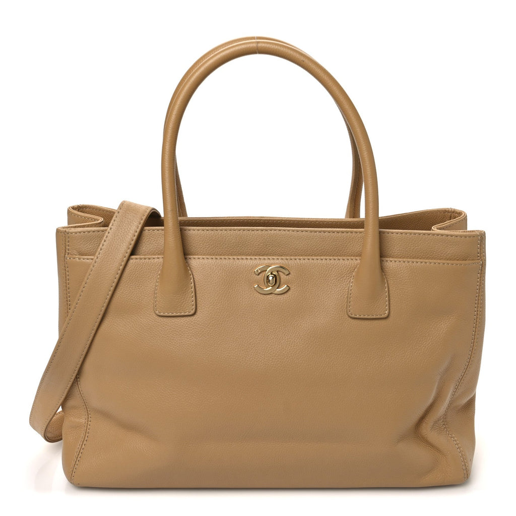 Calfskin Cerf Executive Shopper Tote Beige