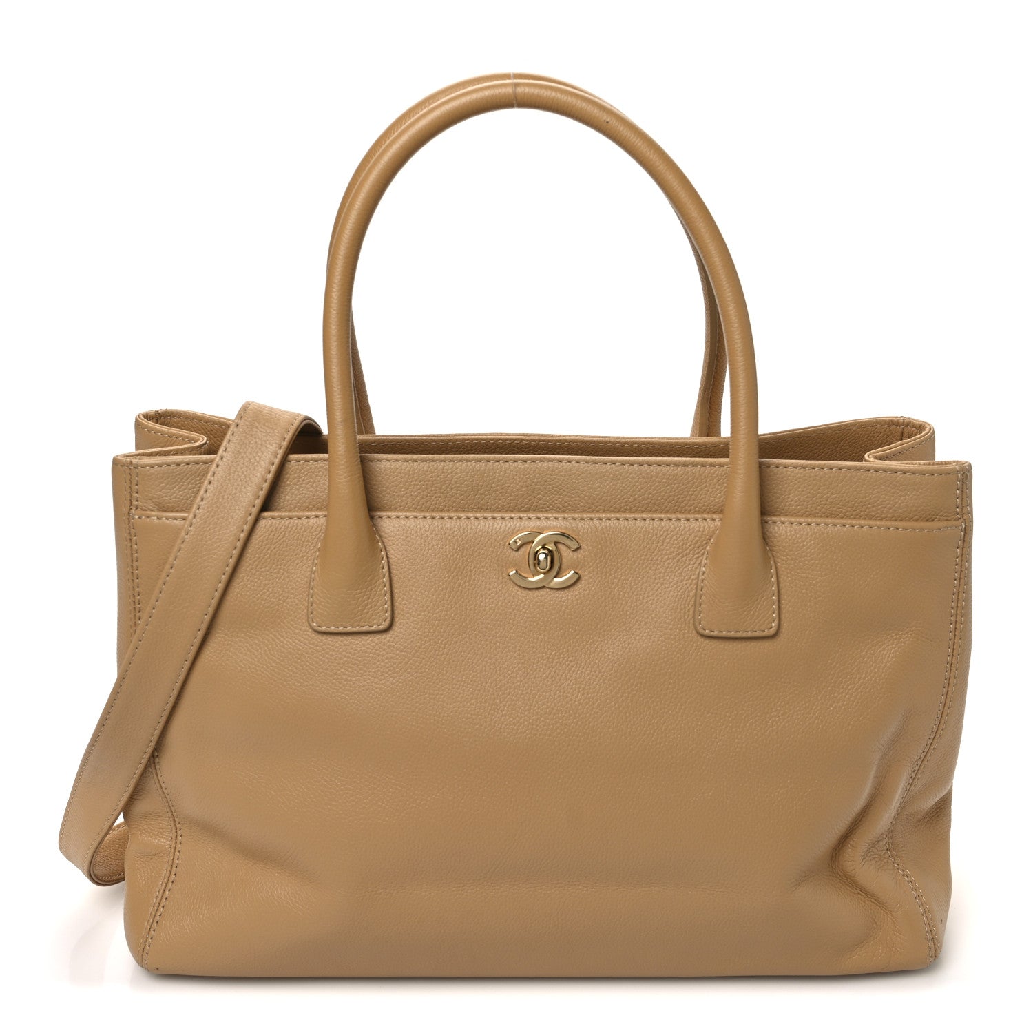 Calfskin Cerf Executive Shopper Tote Beige