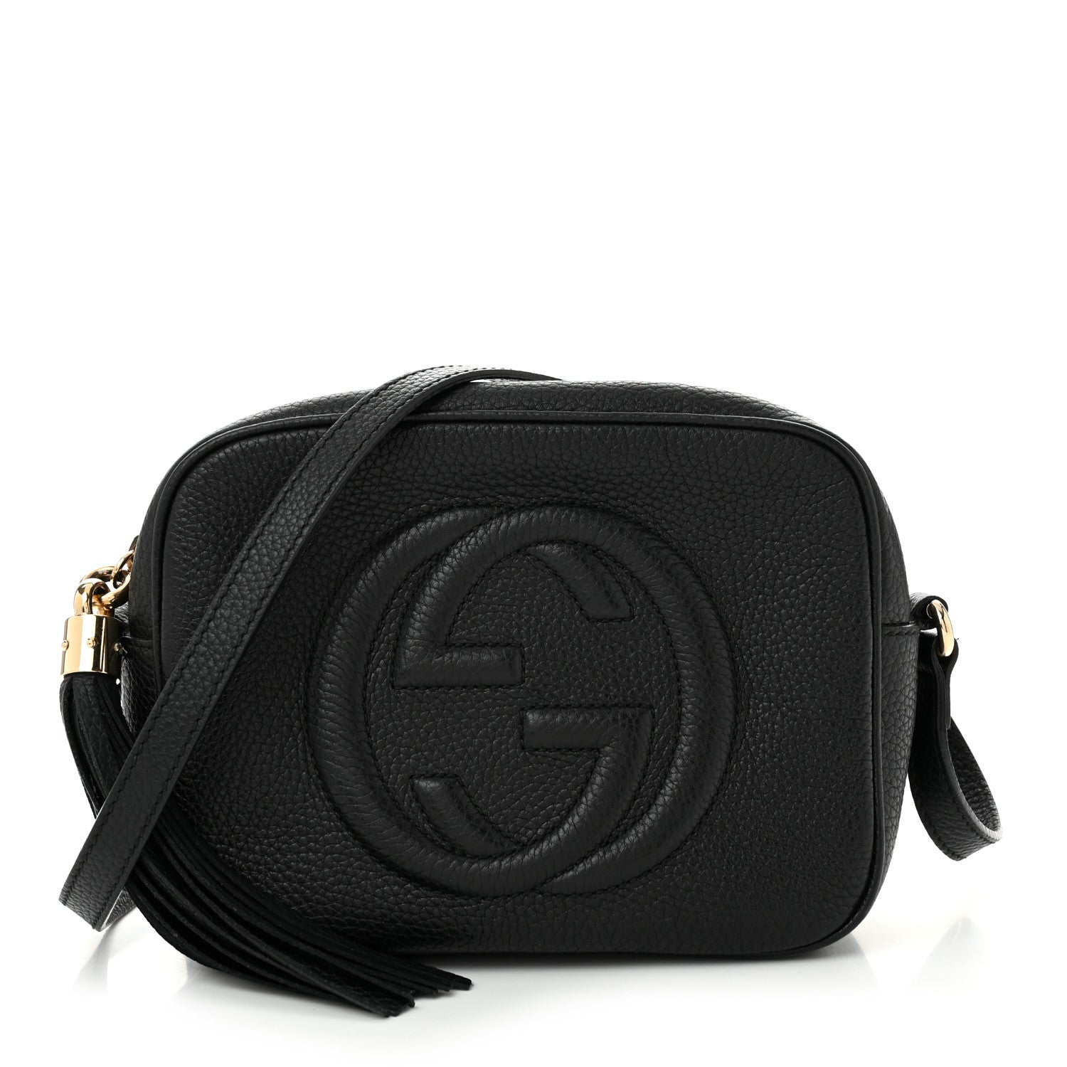 Pebbled Calfskin Small Soho Disco Bag Black