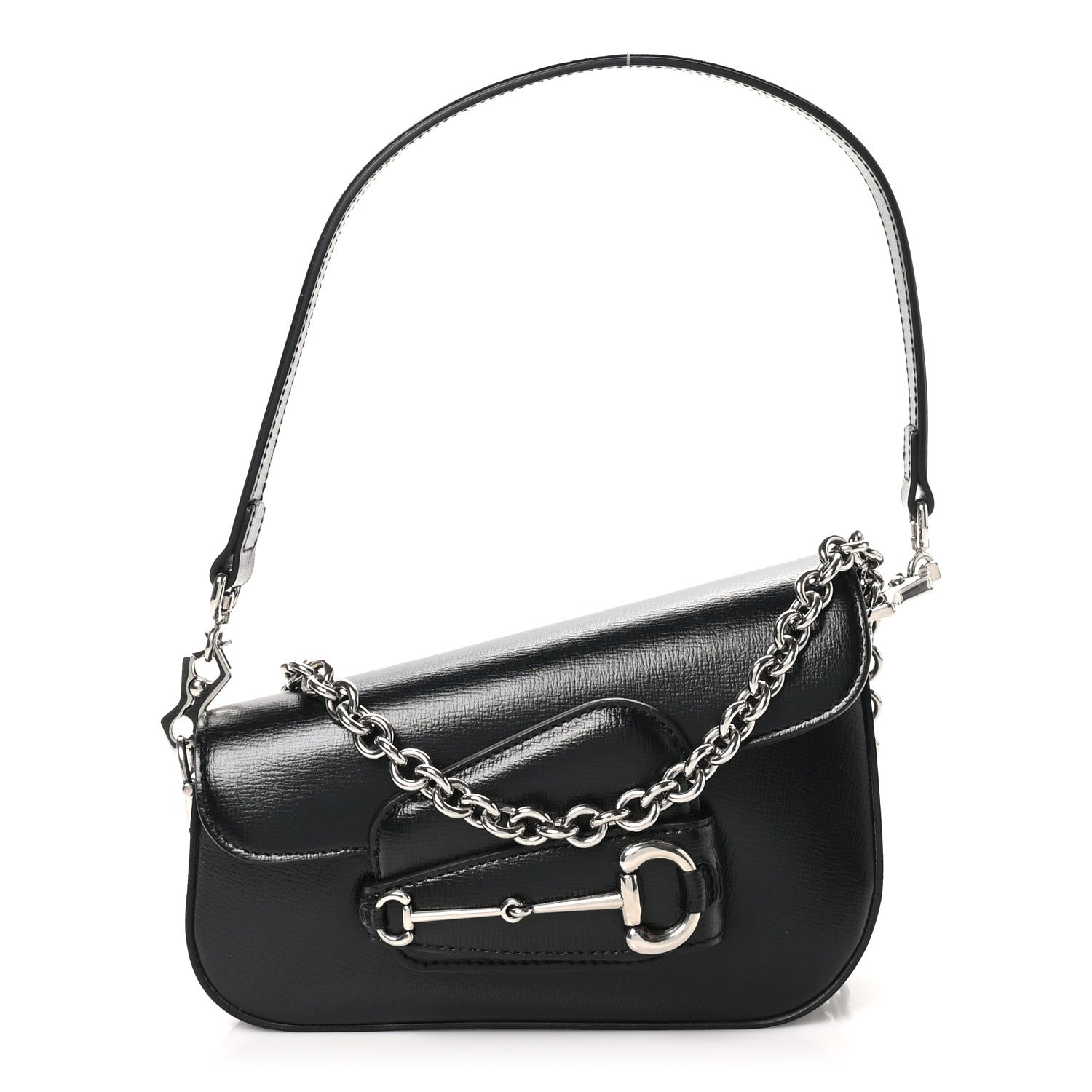 Calfskin Mini Horsebit 1955 Asymmetric Shoulder Bag Black