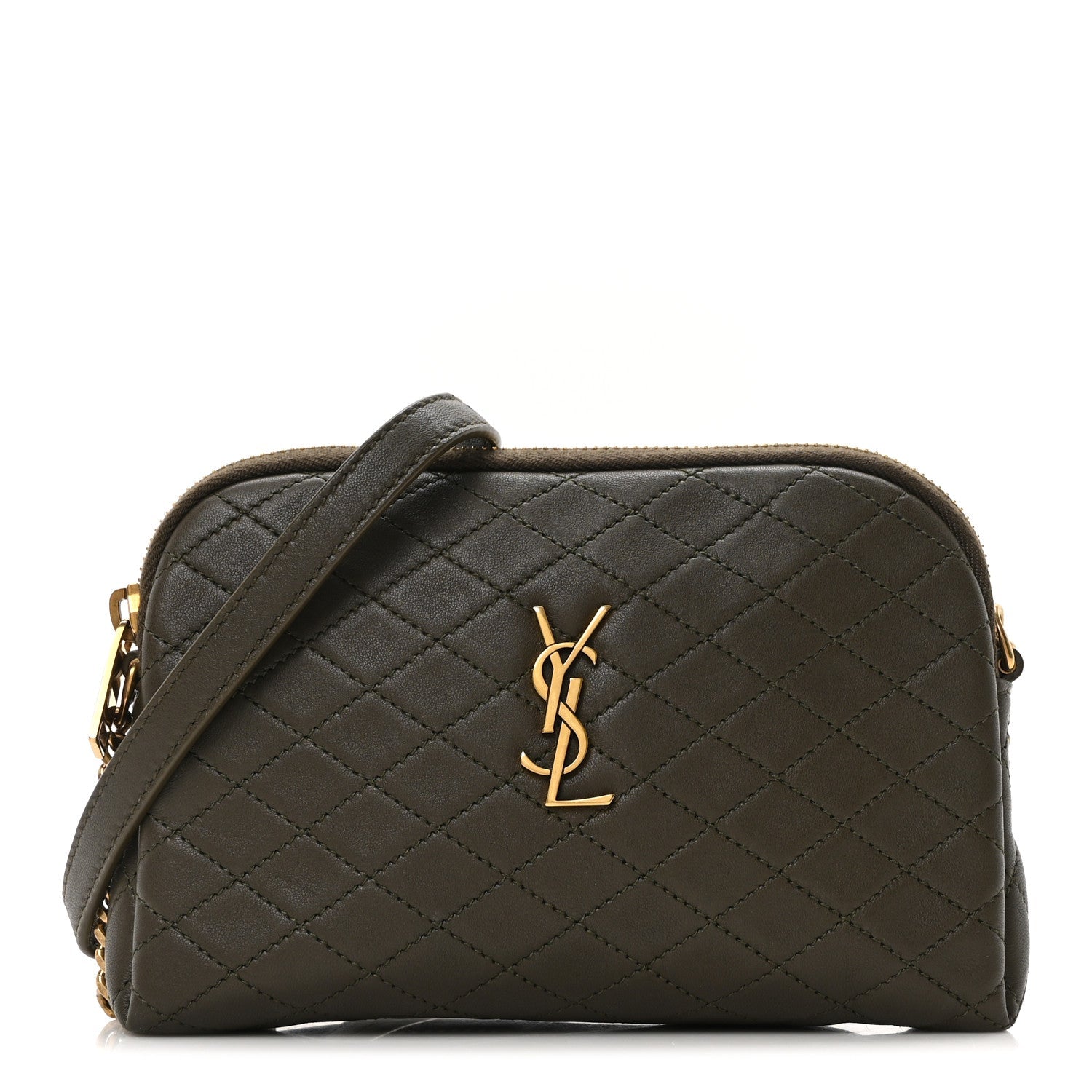 Lambskin Quilted Gaby Zipped Pouch Light Musk