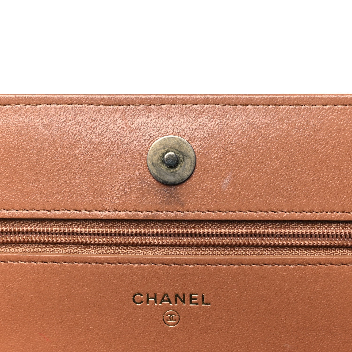 Lambskin Quilted Chanel 19 Wallet On Chain WOC Brown