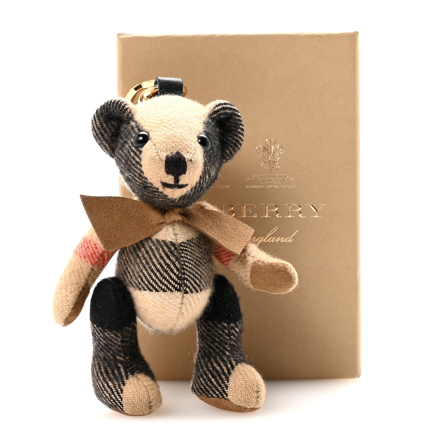 Cashmere House Check Thomas Bear Bag Charm Camel Gold