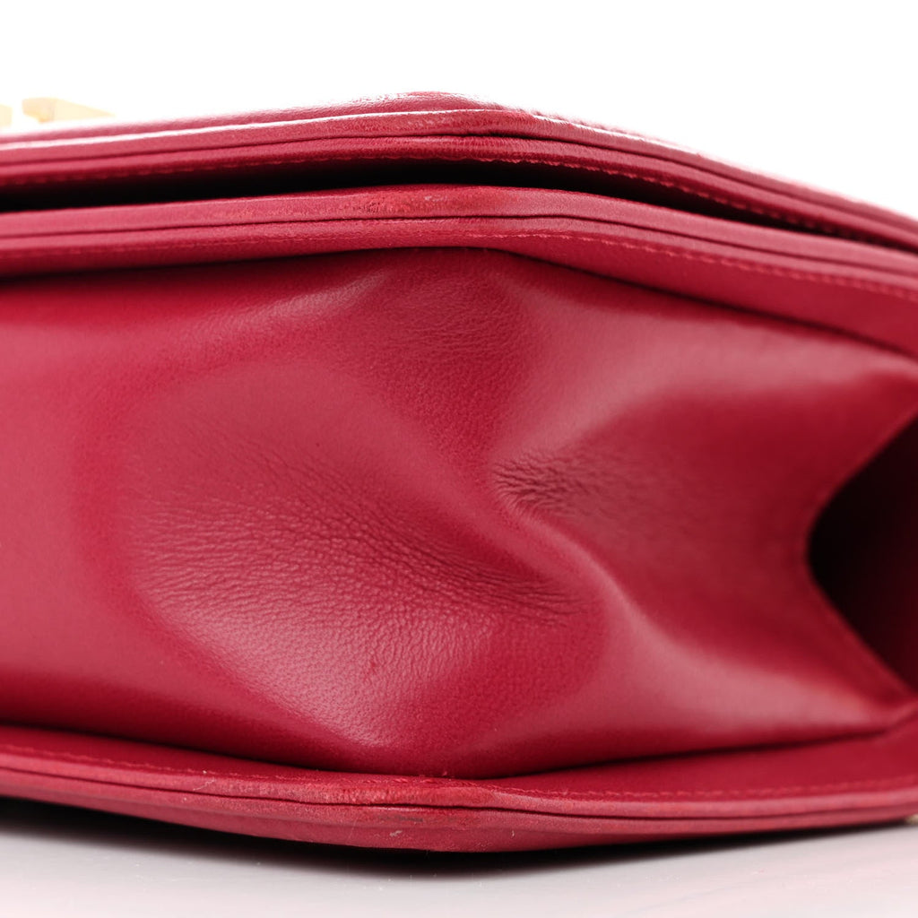 Lambskin Quilted Small Boy Flap Dark Pink